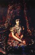 Mikhail Vrubel The Girl in front of Rug oil painting on canvas